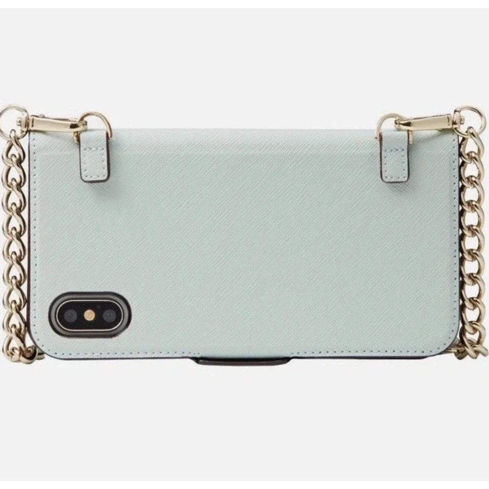 Kate Spade‎ NY 256645 iPhone X/XS Leather Folio Case with Chain Crossbody Strap